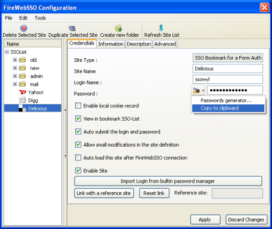 FireWebSSO: copy the site's password in the clipboard.