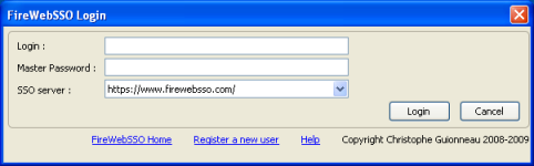 FireWebSSO panneau de connexion.