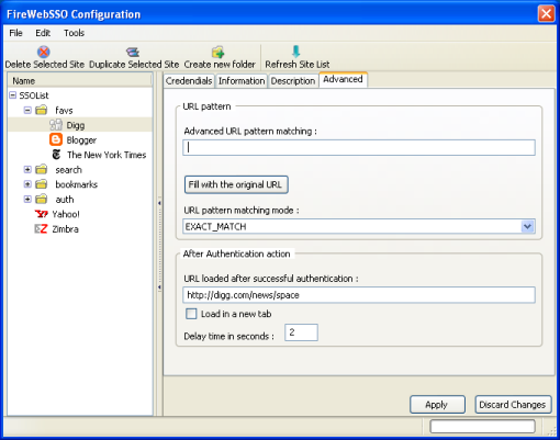 FireWebSSO: Post URL load after an authentication.