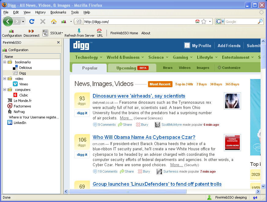 Sidebar FireWebSSO SSO Extension Firefox